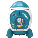 Dětská pokladnička ve tvaru rakety s mincovým slotem a dvířky, 18,5 × 13,5 × 13 cm, včetně samolepek pro úspory a hru 2