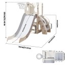 Dětská skluzavka s basketbalovým košem schůdky a zábradlím 150 x 70 x 85 cm skluz dlouhý 165 cm a široký 32 cm v krémovo-šedém provedení 2