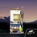 Dětská stavebnice dvoupatrového japonského obchodu s parními knedlíčky, 1108 dílků, detailní interiér, LED USB osvětlení 2