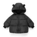 Detská zimná bunda z polyesteru a bavlny Unisex teplá bunda na zips s vreckami Zimná bunda pre deti s kapucňou s ušami Roztomilý zimný 9