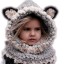 Detská zimná čiapka so šálom mačka 4