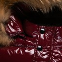 Detská zimná páperová bunda 90% bieleho kačacieho peria Lesklá unisex bunda s kapucňou s kožúškom Zips patentky a vrecká 7