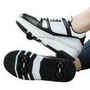 Dětské boty s kolečky unisex Dvojitá kolečka v podrážce Šněrování Svršek z PU kůže Mezipodešev z EVA Pryžová podrážka s dezénem 6