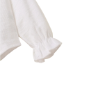 Dětské dívčí tričko s dlouhým rukávem Bílý top s krajkovým dutým límečkem a knoflíky Korejský styl Podzimní oblečení pro batolata Polyester 3