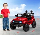 Dětské elektrické auto off-road s dálkovým ovládáním 100×67×67 cm 12V baterie LED světla hudba červené pro jízdu dětí 3
