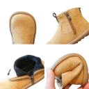 Dětské kotníkové boty z PU kůže Semišový vzhled a boční zip Nazouvací poutka Hladká podešev Zaoblená špička Unisex na podzim i do školky 5