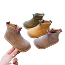 Dětské kotníkové boty z PU kůže Semišový vzhled a boční zip Nazouvací poutka Hladká podešev Zaoblená špička Unisex na podzim i do školky 6
