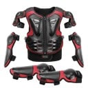 Detské motocyklové chrániče kompletná sada ergonomická vesta 47 × 32 cm lakte 27 cm kolená 32 cm pre jazdu 1