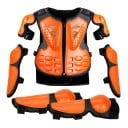 Detské motocyklové chrániče kompletná sada ergonomická vesta 47 × 32 cm lakte 27 cm kolená 32 cm pre jazdu 3