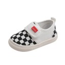 Dětské plátěné boty unisex Šachovnicový vzor a suchý zip Svršek z bavlny a polyesteru Pryžová podrážka Na přezutí do školky i ven 4
