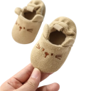 Dětské pletené capáčky s vyšitým obličejem kočičky Pružná manžeta a měkká podrážka Bavlna Nazouvací model Unisex botičky 2