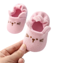 Dětské pletené capáčky s vyšitým obličejem kočičky Pružná manžeta a měkká podrážka Bavlna Nazouvací model Unisex botičky 4