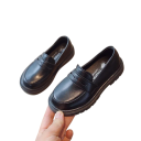 Dětské polobotky Loafers na nazutí bez tkaniček Vyšší profilovaná podrážka z pryže Svršek z PU kůže Unisex obuv do školy i na oslavy 3