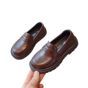 Dětské polobotky Loafers na nazutí bez tkaniček Vyšší profilovaná podrážka z pryže Svršek z PU kůže Unisex obuv do školy i na oslavy 6