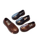 Dětské polobotky Loafers na nazutí bez tkaniček Vyšší profilovaná podrážka z pryže Svršek z PU kůže Unisex obuv do školy i na oslavy 4