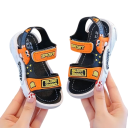 Detské sandále unisex Otevřená špička Ozdobný dinosaurus Dva pásky na suchý zip Zadný pásik Svršok z PVC Gumová podrážka Na leto 2