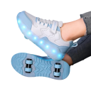Dětské svítící boty s kolečky unisex LED podešev Suchý zip i tkaničky Svršek z PU kůže Mezipodešev z EVA Pryžová podrážka s dezénem 4