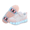 Dětské svítící boty s kolečky unisex LED podešev Suchý zip i tkaničky Svršek z PU kůže Mezipodešev z EVA Pryžová podrážka s dezénem 1