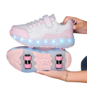 Dětské svítící boty s kolečky unisex LED podešev Suchý zip i tkaničky Svršek z PU kůže Mezipodešev z EVA Pryžová podrážka s dezénem 6