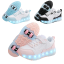 Dětské svítící boty s kolečky unisex LED podešev Suchý zip i tkaničky Svršek z PU kůže Mezipodešev z EVA Pryžová podrážka s dezénem 7