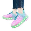 Dětské svítící boty s kolečky unisex LED podrážka Otočné utahování a poutko na patě Mezipodešev z EVA Pryžová podrážka Na hřiště 5