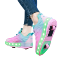 Dětské svítící boty s kolečky unisex LED podrážka Otočné utahování a poutko na patě Mezipodešev z EVA Pryžová podrážka Na hřiště 7