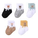 Detské unisex ponožky 5 párov Farebné ponožky s medvedíkmi Polyester elastan Elastické pohodlné ponožky pre deti každodenné nosenie 5