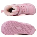 Dětské zimní barefoot boty na suchý zip Unisex zateplená obuv s kožešinovou podšívkou Pryžová podrážka Poutko na patě Na sníh i do školy 5