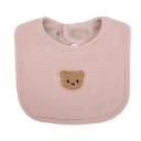 Dětský bryndák a slintáček s nášivkou medvídka Rozměr 19 x 19 cm Kulatý střih s lemovaným okrajem a výřezem pro krk Zapínání na patentky 9
