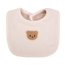 Dětský bryndák a slintáček s nášivkou medvídka Rozměr 19 x 19 cm Kulatý střih s lemovaným okrajem a výřezem pro krk Zapínání na patentky 10