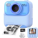 Dětský fotoaparát s okamžitým tiskem a 16násobným zoomem s 1080p videem hudebním přehrávačem a hrami s IPS displejem 2,4" a kartou 32 GB 4