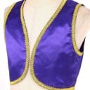 Detský kostým arabského princa Zlatá džínová vesta pre chlapcov Otvorená vesta so zlatým lemom Cosplay párty a Halloweenský kostým z polyesteru 19
