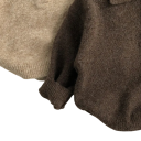 Detský pletený sveter s golierom a gombíkmi do polovice Bavlna akryl polyester Jednofarebný mäkký jesenný top pre chlapcov aj dievčatá Plyšový štýl 4