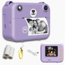 Dětský polaroid s motivem medvídka a okamžitým tiskem s 2,4palcovým LCD displejem otočným objektivem 180° a 5 filtry 9 x 7,4 x 4 cm 3