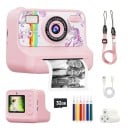 Dětský polaroid s okamžitým černobílým tiskem 2,4palcovou obrazovkou 1080P videem bleskem a filtry s kartou 32 GB a nabíjením USB-C 2