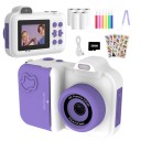 Dětský polaroid ve dvoubarevném provedení s okamžitým černobílým tiskem 16násobným zoomem bleskem a videem s kartou 32 GB a MP3 přehrávačem 2