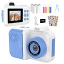 Dětský polaroid ve dvoubarevném provedení s okamžitým černobílým tiskem 16násobným zoomem bleskem a videem s kartou 32 GB a MP3 přehrávačem 3