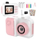 Dětský polaroid ve dvoubarevném provedení s okamžitým černobílým tiskem 16násobným zoomem bleskem a videem s kartou 32 GB a MP3 přehrávačem 1