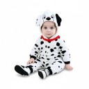Dětský převlek dalmatýn Overal s kapucí Uši a obličej psa Červený límec Flanel Bílá a černá Unisex Na karneval a Halloween 1