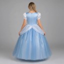 Dětský převlek princezna Dlouhé šaty s krajkou a nabíranými rukávy Polyester a síťovina Světle modrá a bílá Na karneval a oslavu 3