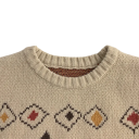 Dětský retro svetr s barevným mřížkovaným vzorem Béžový zahuštěný pletený kabátek Vintage styl Teplý svetr pro chlapce i dívky Nylon 4