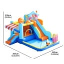 Dětský skákací hrad s trampolínou a skluzavkou 395 x 340 x 236 cm se 450 W fukarem brouzdaliště zahradní atrakce pro děti 3-8 let 3