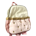 Dětský školní batůžek 27 x 22 x 10 cm Béžovo-růžový se vzorem jablíček Nastavitelné popruhy Kapsy na zip Školka Výlet Dívčí taška 3