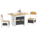 Dětský stolek se dvěma židličkami a šesti textilními boxy stůl 80 x 48 x 49 cm židle 53 x 30,5 x 28,5 cm s výřezem hvězdy v boku 2