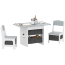 Dětský stolek se dvěma židličkami a šesti textilními boxy stůl 80 x 48 x 49 cm židle 53 x 30,5 x 28,5 cm s výřezem hvězdy v boku 3
