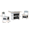 Dětský stolek se dvěma židličkami a šesti textilními boxy stůl 80 x 48 x 49 cm židle 53 x 30,5 x 28,5 cm s výřezem hvězdy v boku 4