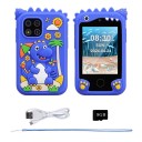 Dětský telefon s motivem dinosaura a duálním fotoaparátem s 2,8" TFT displejem 10 vzdělávacími hrami baterií 600 mAh a kartou 8 GB 1