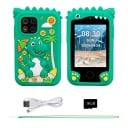 Dětský telefon s motivem dinosaura a duálním fotoaparátem s 2,8" TFT displejem 10 vzdělávacími hrami baterií 600 mAh a kartou 8 GB 2