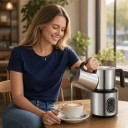DEVISIB 4-in-1 Automatic Milk Frother Hot and Cold Foam 500 W Stainless Steel Jug 350 ml Dishwasher Safe Silver For Cappuccino and Latte 2