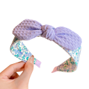 Diadema con patrón floral y lazo de un solo color Tamaño universal Diadema de tela para el cabello Adorno elegante para mujeres y niñas 6